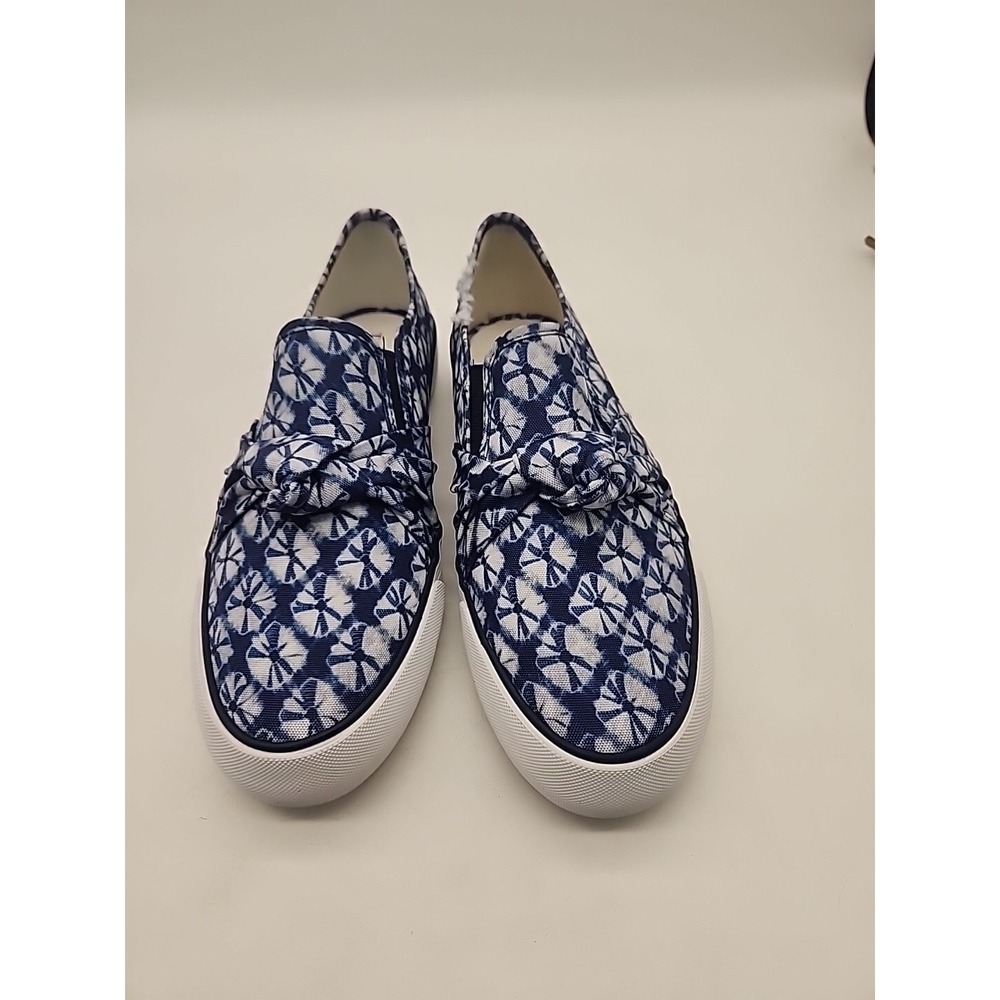 TALBOTS Jaden Knot Printed Canvas Platform Sneaker Blue & White Tie Dye 8 Flaw